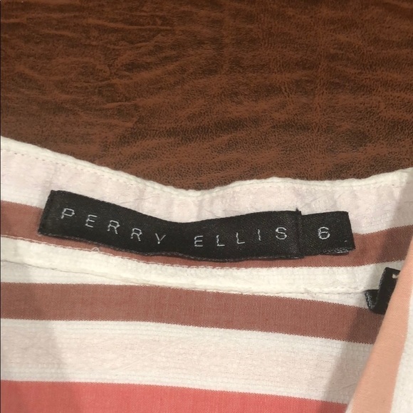 PERRY ELLIS Button-Down Striped Top Size 6 - Picture 6 of 8